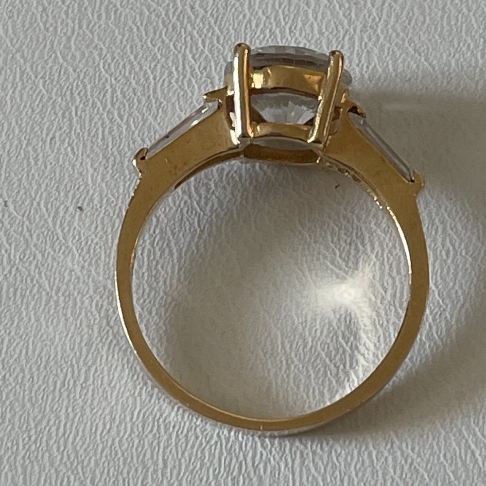 CLASSIC BAGUETTE AND ROUND CZ ENGAGEMENT RING - Picture 4 of 5